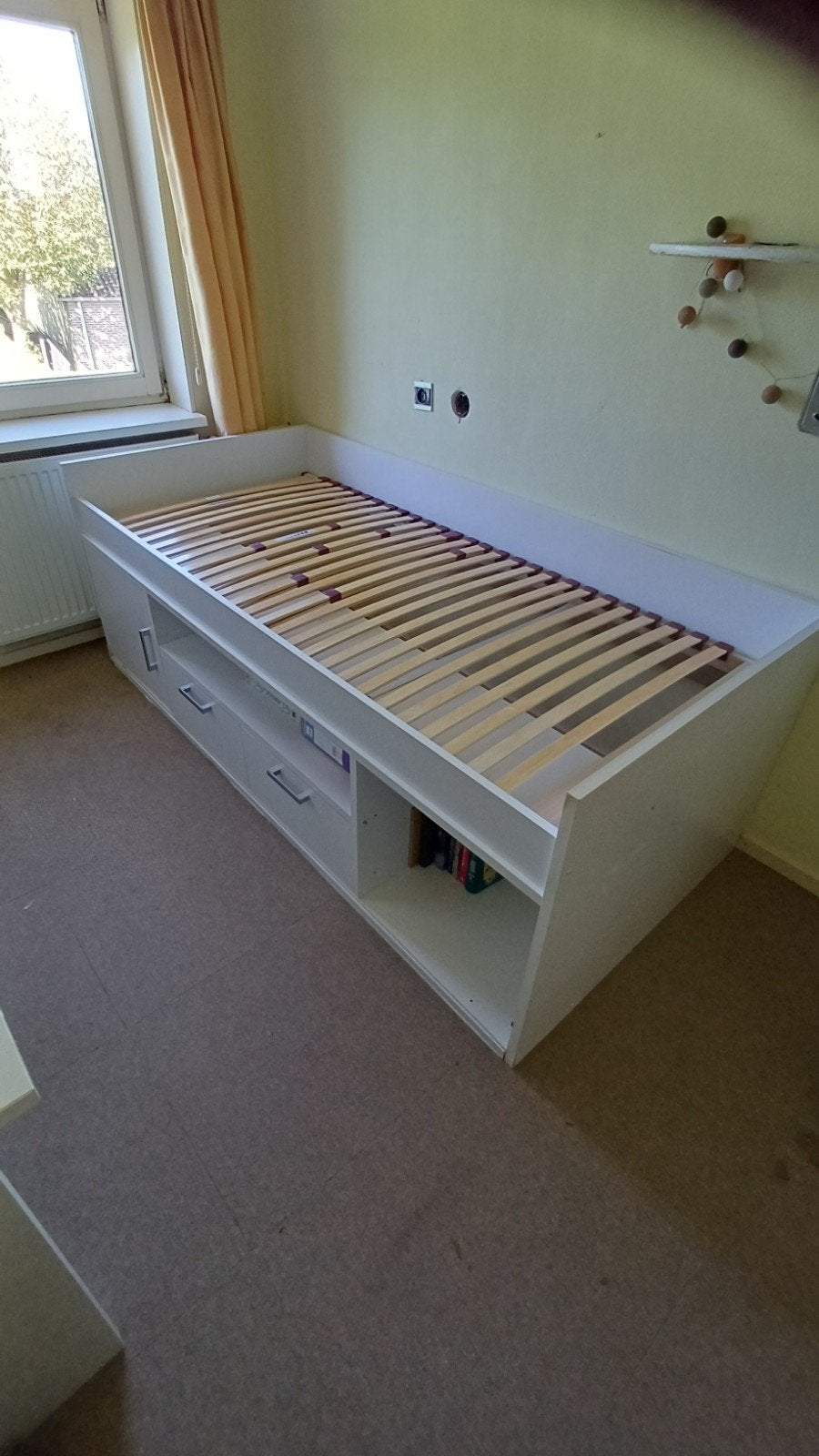 wit kajuitbed (90x200 cm)met lattenbodem en opbergruimte, Ophalen, Gebruikt, 90 cm, Eenpersoons