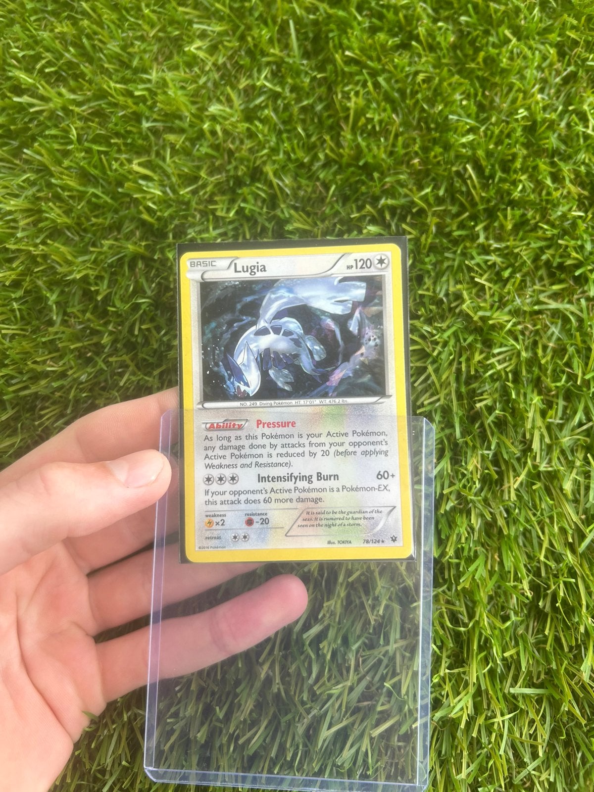 Luga legendarische pokemon holo, Ophalen of Verzenden, Zo goed als nieuw, Losse kaart, Foil