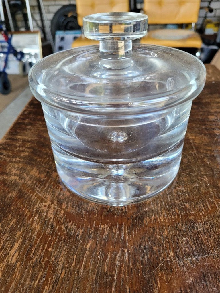 bonbon schaal met deksel glas 15 cm, Ophalen of Verzenden, Overige stijlen, Glas, Schaal of Schalen