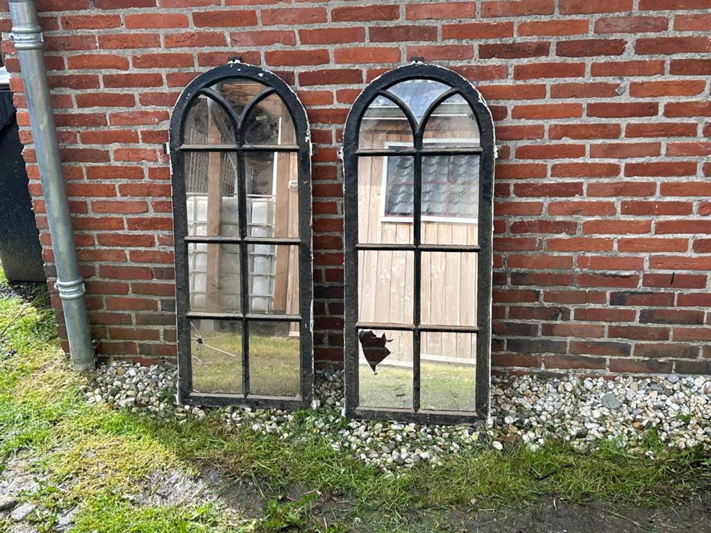 Set van 2 Antieke Boogspiegelramen - Decoratieve Spiegels, Ophalen, Gebruikt, Minder dan 80 cm, 80 tot 120 cm