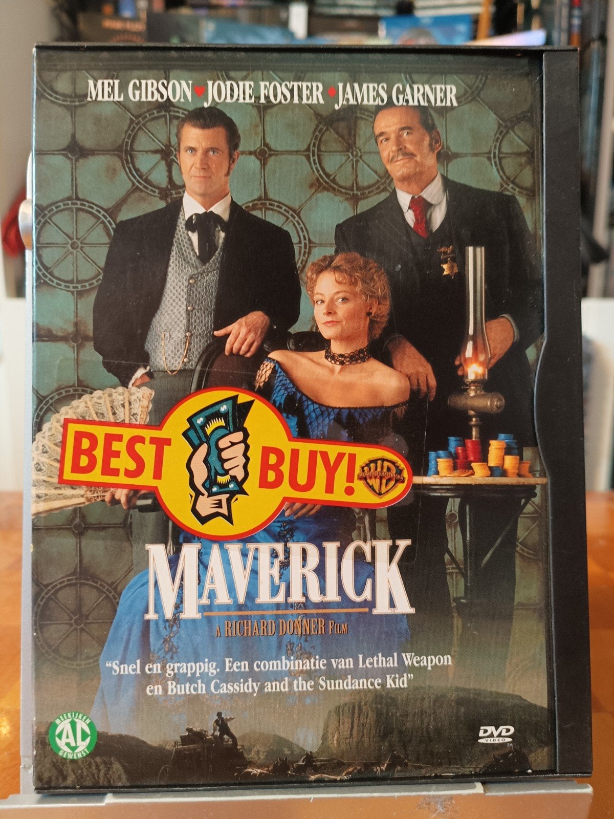 Maverick Dvd NL Mel Gibson Jodie Foster James Garner, Engels, Alle leeftijden, Ophalen of Verzenden, Zo goed als nieuw