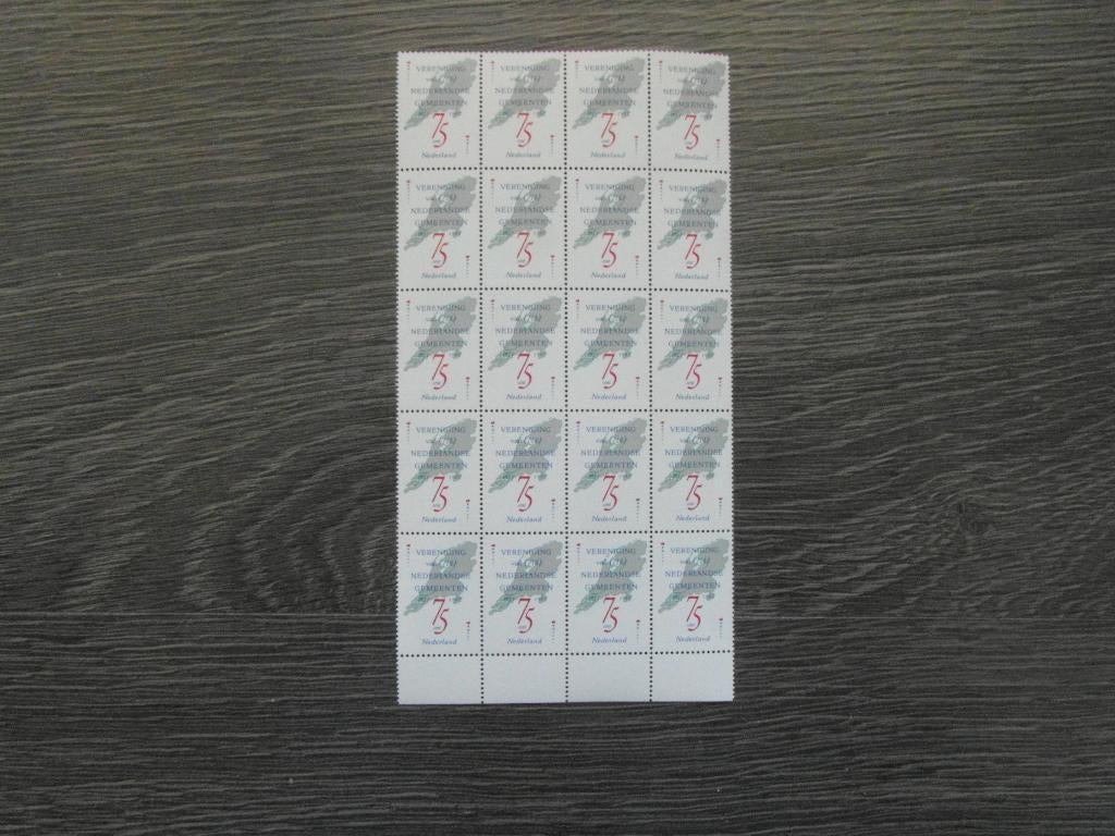 1385 75 Jaar VNG in blok van 20 zegels 1987 Postfris, Ophalen of Verzenden, Na 1940, Postfris