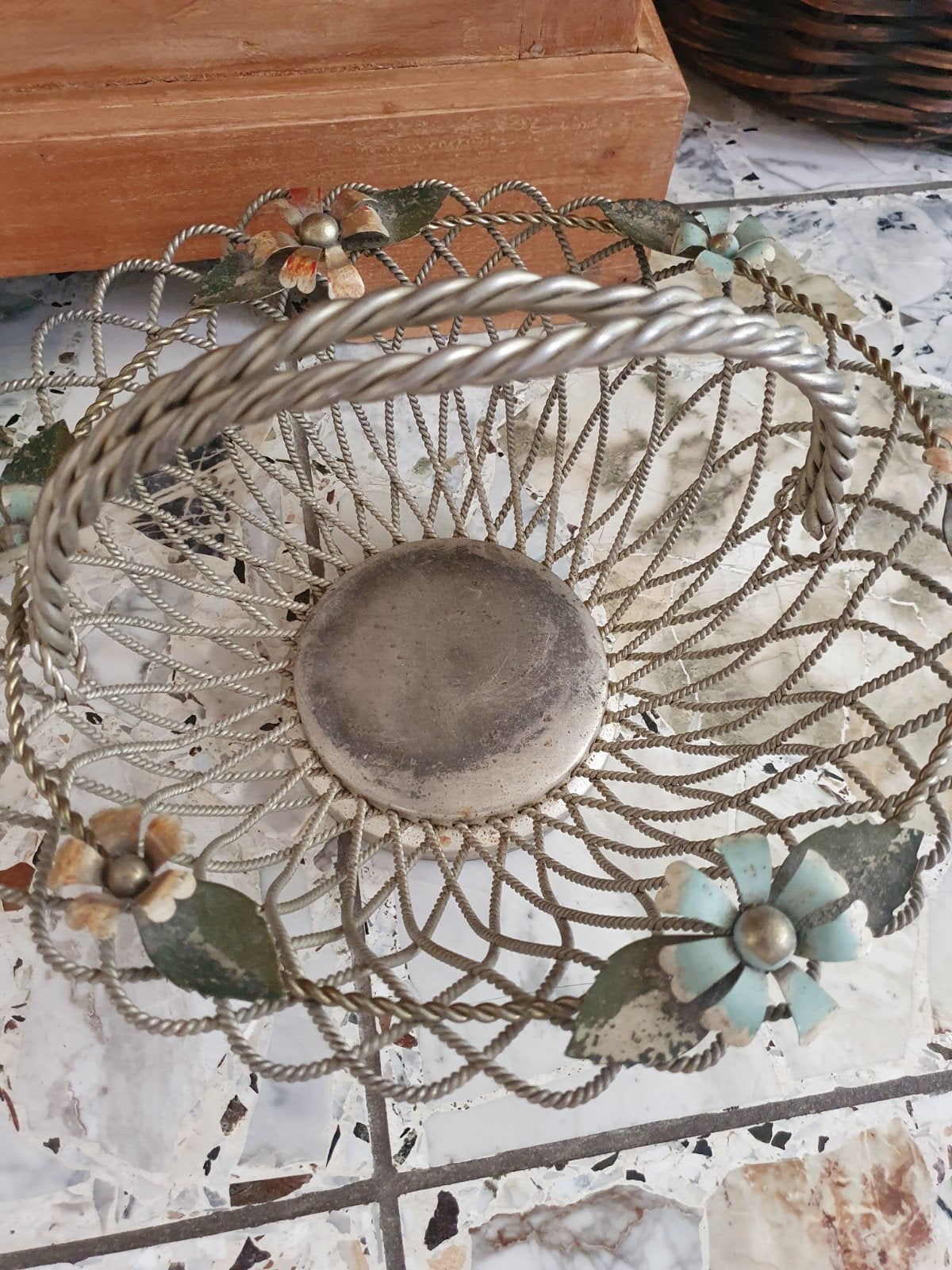 Leuk vintage Frans bloemenmandje jaren 1960, Antiek en Kunst, Ophalen of Verzenden