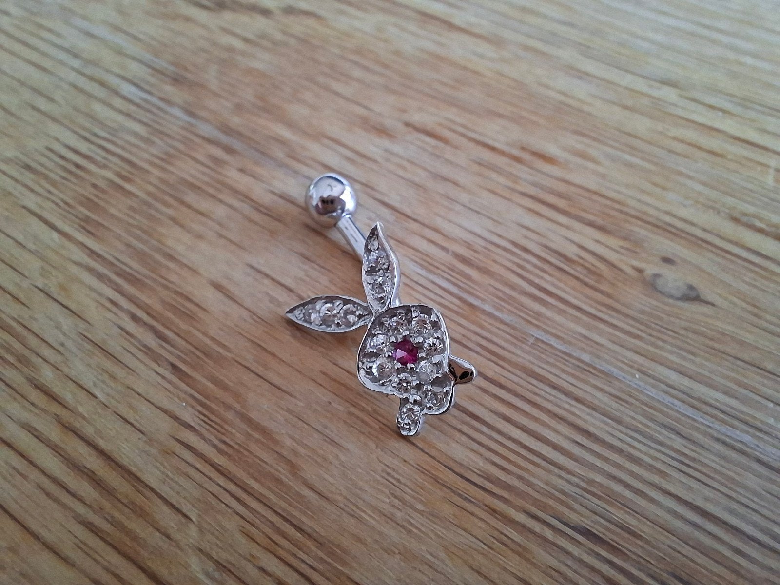 NIEUW! Witgouden Playboy navelpiercing met kristal (9 stuks), Sieraden, Tassen en Uiterlijk, Piercings, Navelpiercing, Nieuw, Ophalen of Verzenden