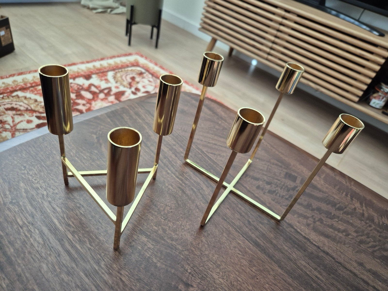 Set van 2 gouden kandelaars van H&M Home, Huis en Inrichting, Overige merken, Ophalen of Verzenden, Zo goed als nieuw, Metaal