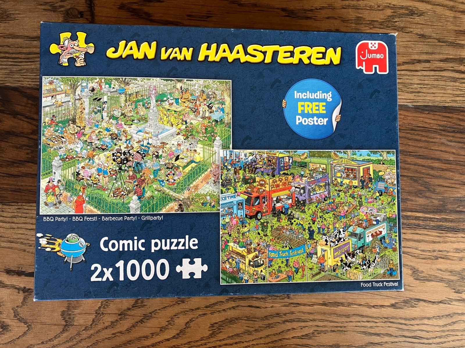 Jan van Haasteren 2-in-1 legpuzzel 2x 1000 st. compleet, Ophalen, 500 t/m 1500 stukjes, Gebruikt, Legpuzzel