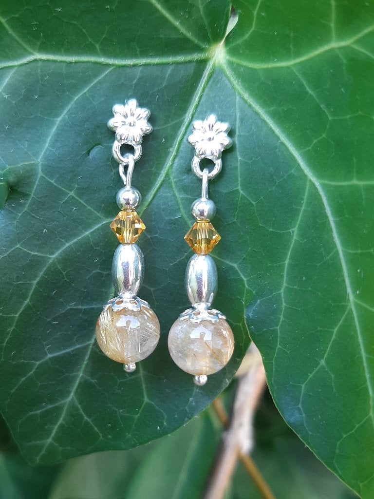 Oorbellen Little Rutile rutielkwarts-swarovski-kraal zilver, Ophalen, Nieuw