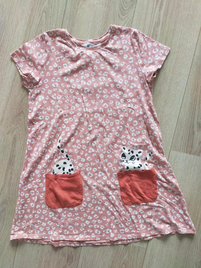 Zgan! Lief luipaard jurkje met zakken van H&M. Mt 134/140, Meisje, H&M, Ophalen of Verzenden, Zo goed als nieuw