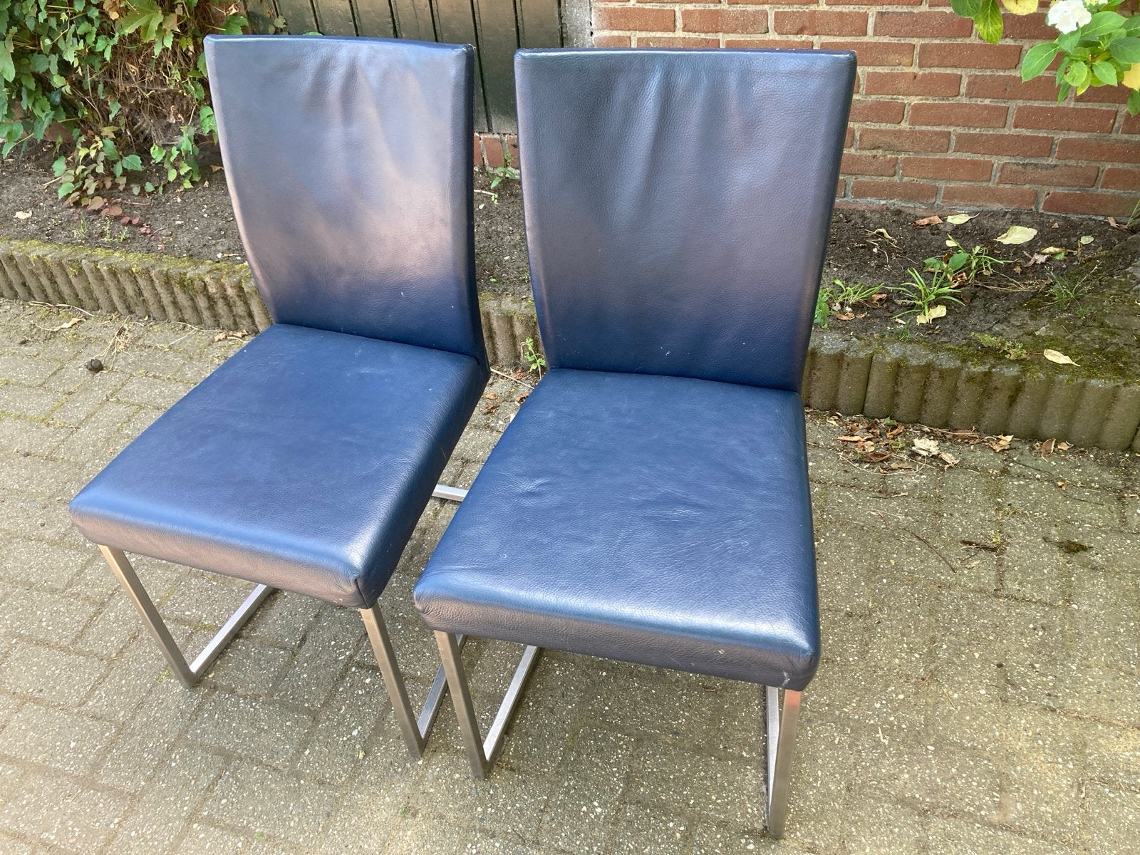 Bert Plantagie leren stoelen - blauw, Ophalen, Gebruikt, Twee, Blauw