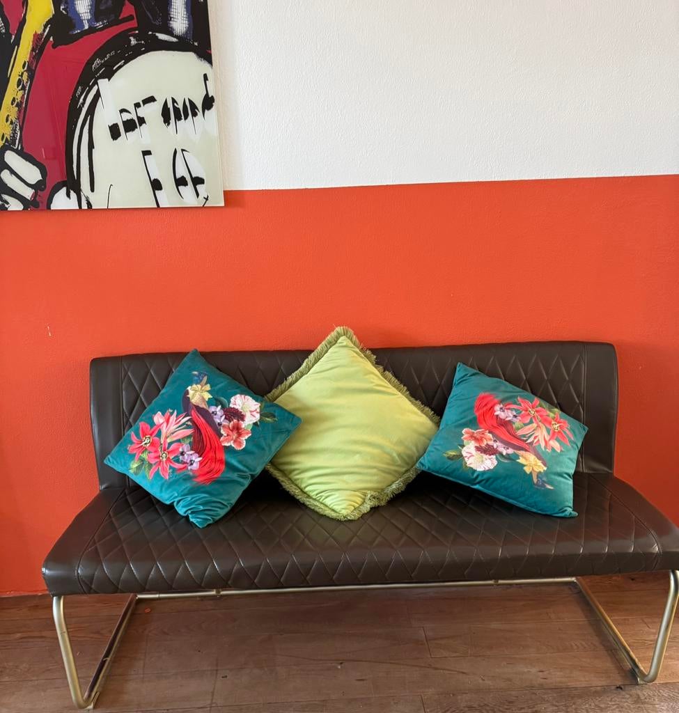 Eetkamerbank met Ruitpatroon – Bruin – 160cm, Huis en Inrichting, Banken | Sofa's en Chaises Longues, Ophalen, Minder dan 75 cm