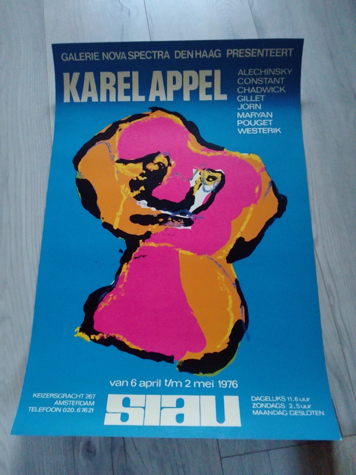 Vintage Karel Appel tentoonstellingsposter 1976, Ophalen of Verzenden, A1 t/m A3, Overige onderwerpen, Rechthoekig Staand