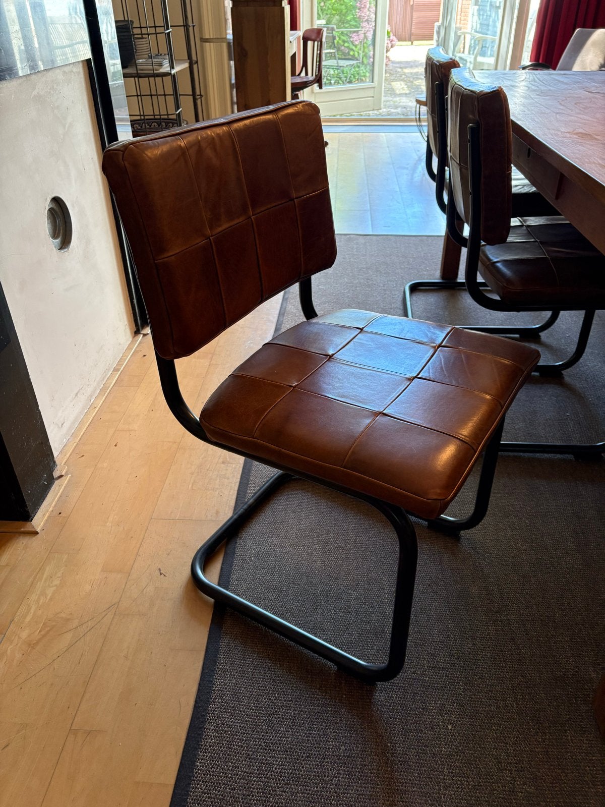 6 leren eetkamerstoelen van Jess Design, Ophalen, Gebruikt, Bruin, Leer