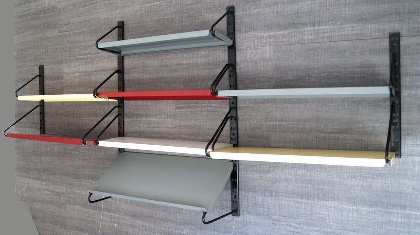 Vintage mid-century design metalen wandsysteem, Huis en Inrichting, Ophalen, Minder dan 50 cm, Gebruikt, -