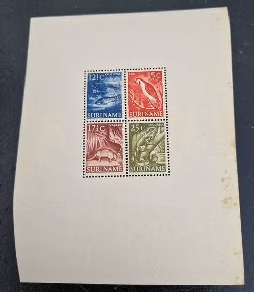 Suriname 1955 - nvph 308 - Inheemse voorstellingen (vlekken), Ophalen of Verzenden