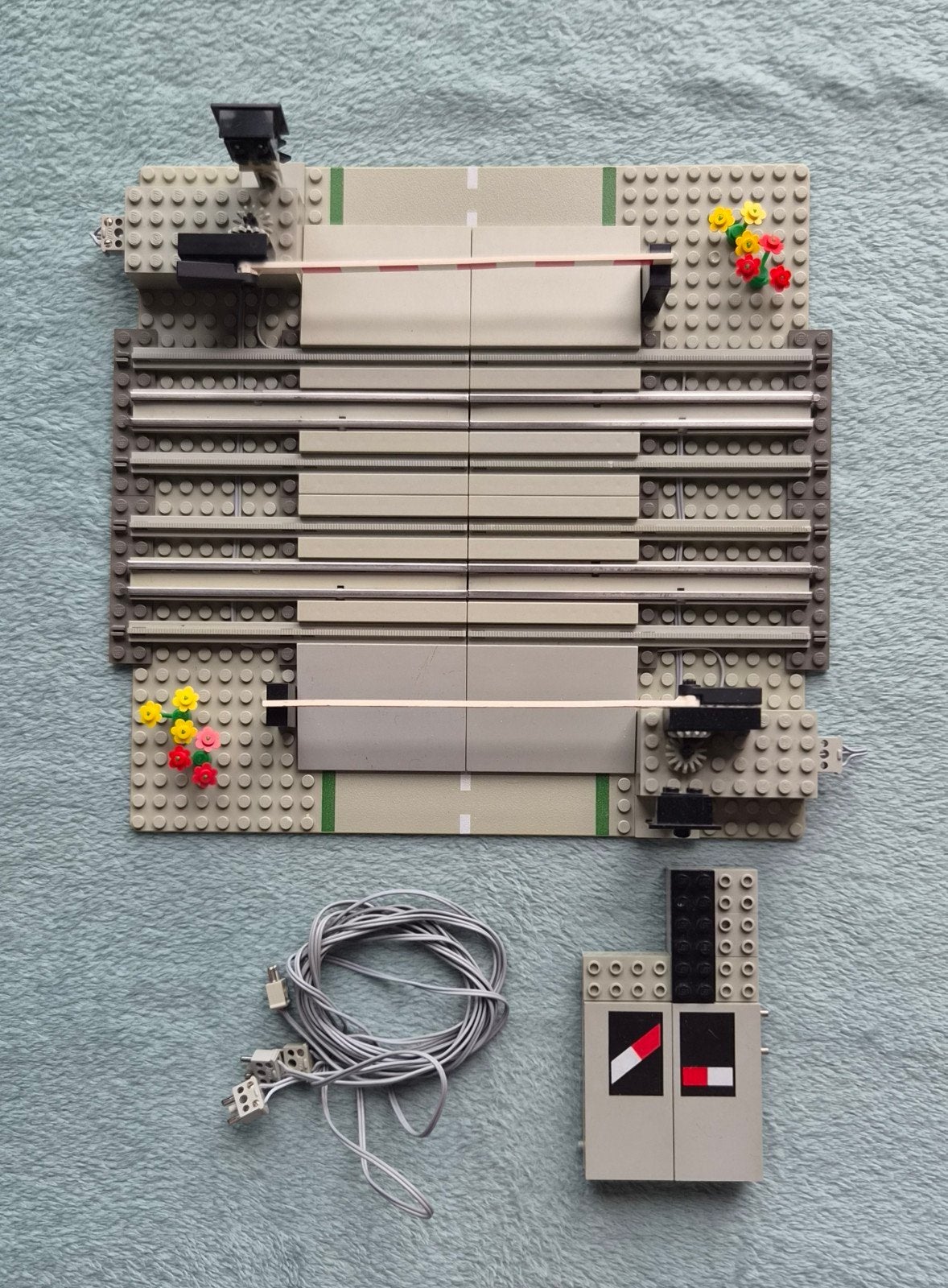 Lego trein 12 Volt rails spoorweg overgang (set 7866), Ophalen of Verzenden, Gebruikt, Lego