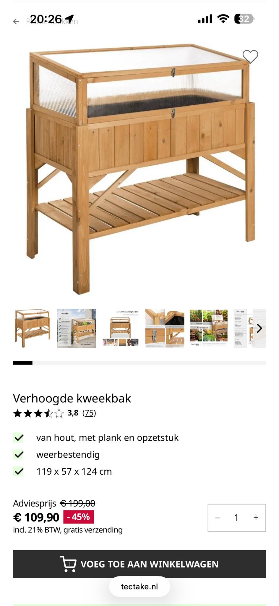 Verhoogde kweekbak met kas voor balkon of tuin, Tuin en Terras, Ophalen, Overige materialen, Polycarbonaat, Kweekkas