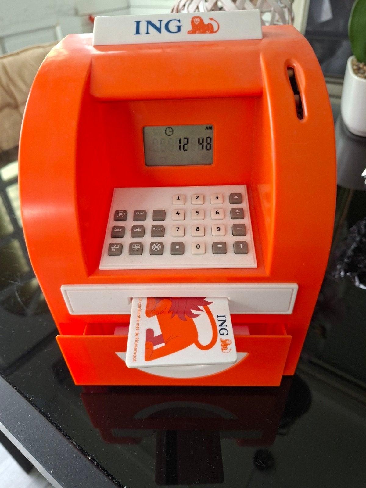 ING Pinautomaat Spaarpot met Pasje - Oranje, Verzamelen, Ophalen of Verzenden, Gebruikt, Kunststof, Overige thema's