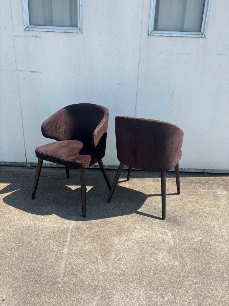 8 stuks Luxe velvet horeca restaurant eetkamer stoelen, Ophalen, Hout, Bruin, Zo goed als nieuw