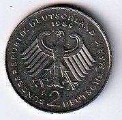 2  mark  1989  F  Duitsland. km. 170, Ophalen of Verzenden, Duitsland, Losse munt