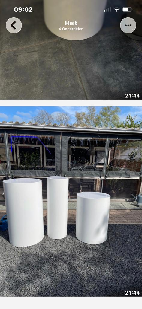 Set van 3 PVC Zuilen met Optie voor LED Verlichting, Ophalen, Gebruikt