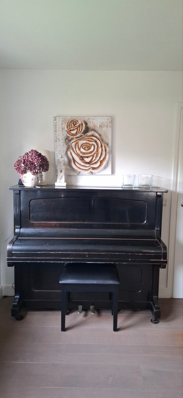 Foto 4 van Antieke zwarte Steck Piano van C. Quispel Rotterdam met kruk