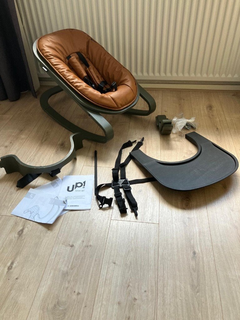 Newbornset, wippoten en babyset voor KidsMill Up Kinderstoel, Ophalen, Gebruikt, Meegroeistoel, Afneembaar eetblad