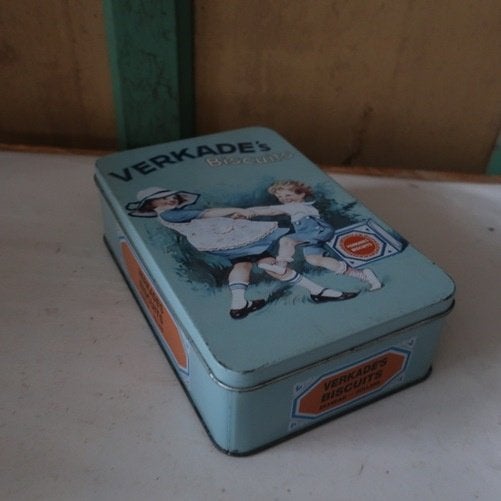 Blik Verkade's Biscuits origineel metaal 21 x 13,5 x 6 cm, Ophalen of Verzenden, Gebruikt, Beschuit, Verkade