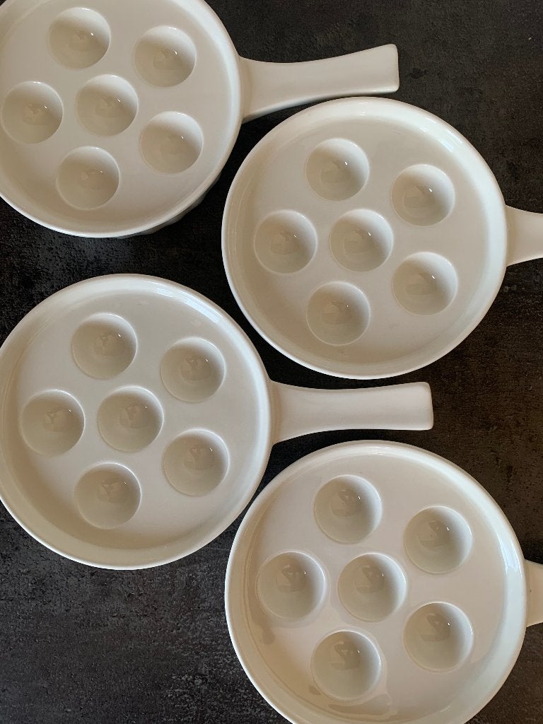 4 Villeroy & Boch Vilbofour Bianco escargotschaaltjes '70/80, Ophalen of Verzenden, Porselein, Overige stijlen, Schaal of Schalen
