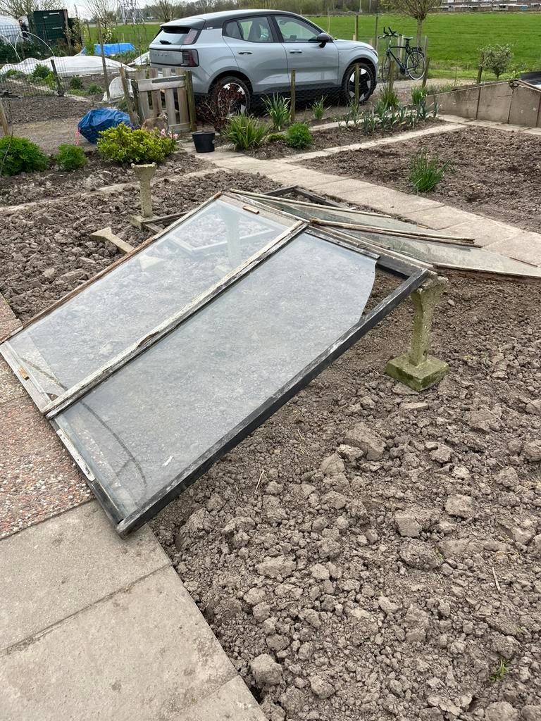 Verplaatsbare broeibak - platte bak, Tuin en Terras, Kassen, Ophalen, Glas, Zo goed als nieuw, Aluminium