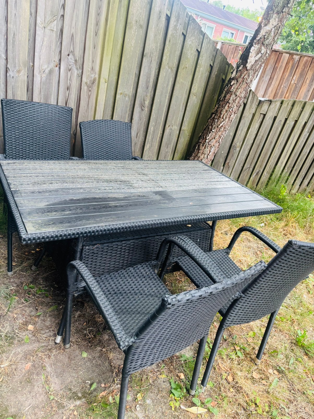 Tuinset tafel + vier tuinstoelen, Ophalen, Gebruikt, Aluminium, Tuinset