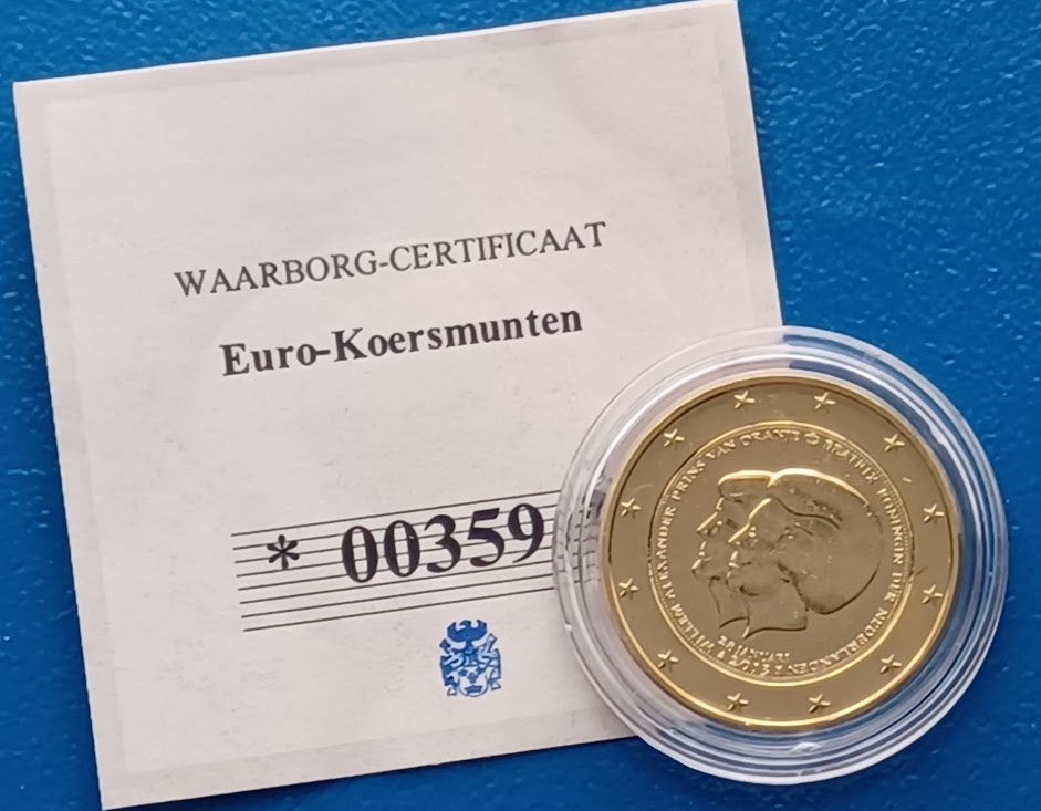 Nederland 2 Euro 2013 - Beatrix und Willem Alexander verguld, Postzegels en Munten, Munten | Nederland, Verzenden, Koningin Beatrix