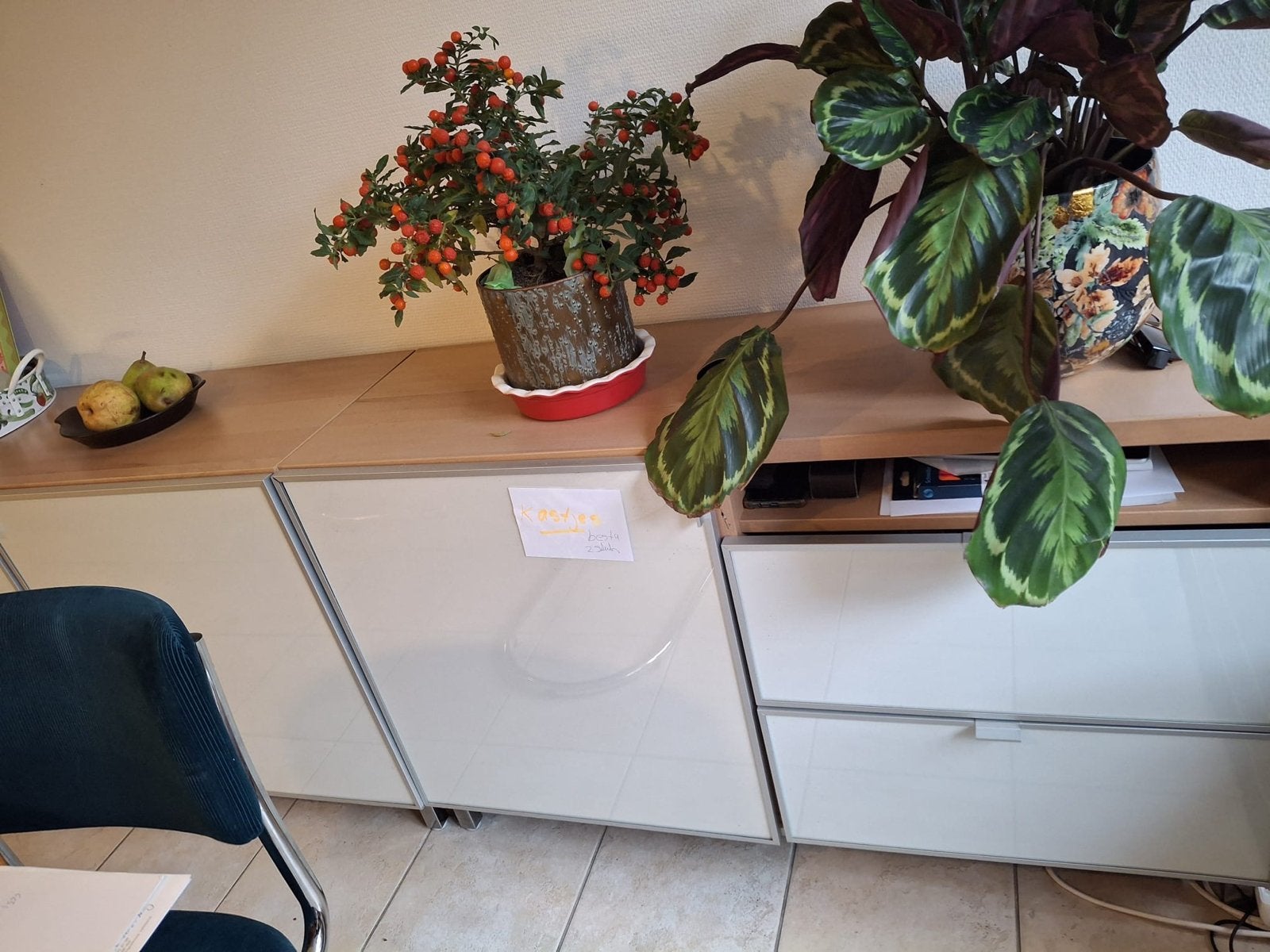 2 IKEA Bestå kastjes, beuken met witte voorkant, 120x41 cm, Ophalen, Gebruikt, 100 tot 150 cm, Met lade(s)