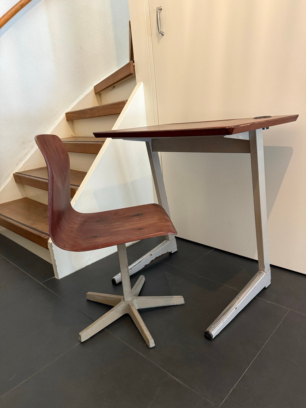 Vintage kinderbureau-set met Thuro-Op-Seat stoel, Ophalen of Verzenden