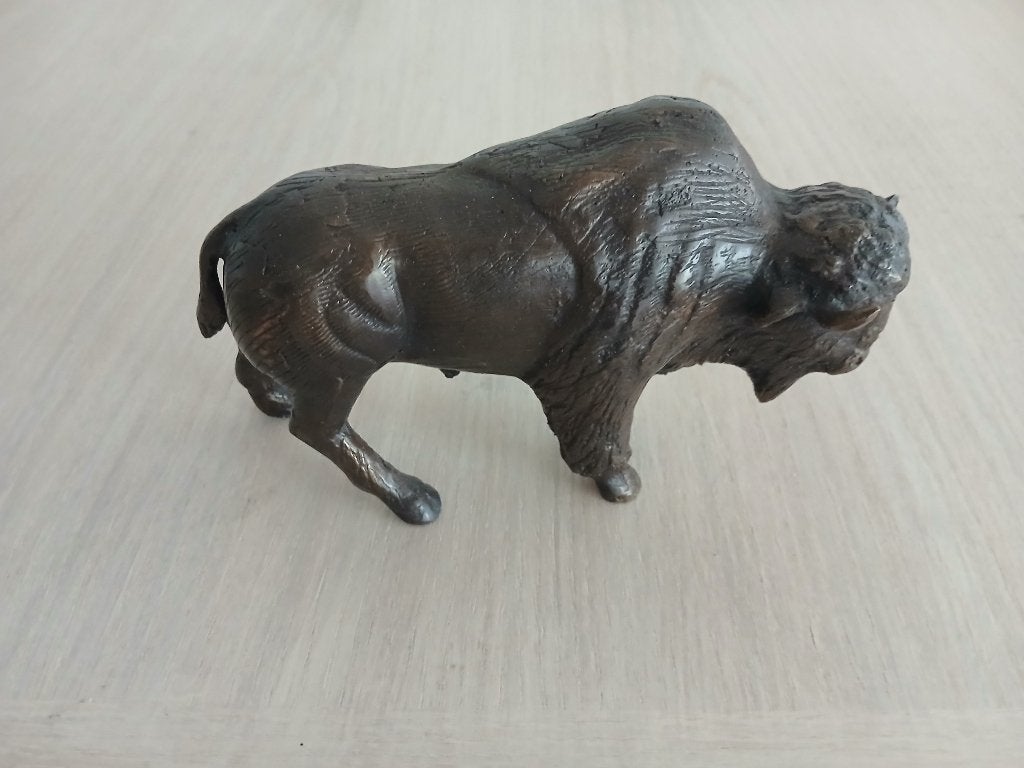 Beeld Bison stier, Verzenden, 20 - 50 cm, Beeld, Brons