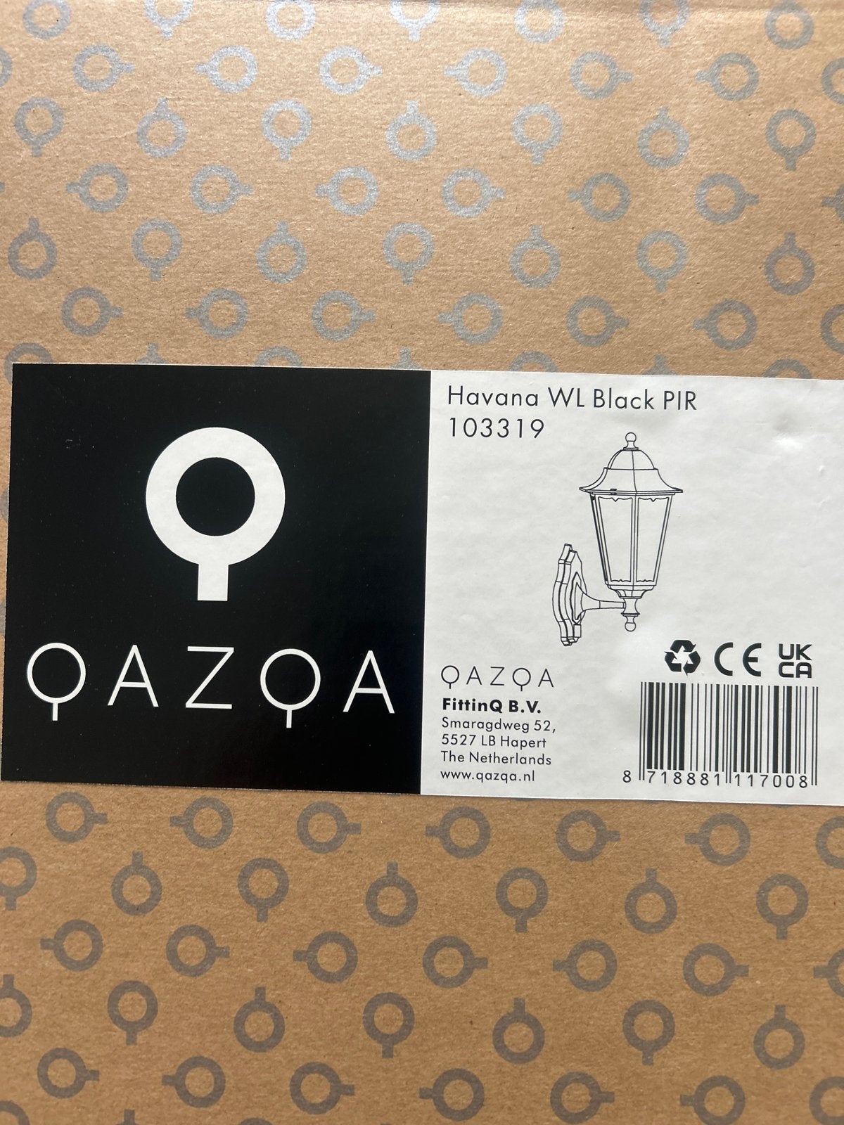 QAZQA Havana WL Black PIR Buiten Wandlamp met Sensor, Ophalen, Overige materialen, Bewegingssensor, Minder dan 50 watt