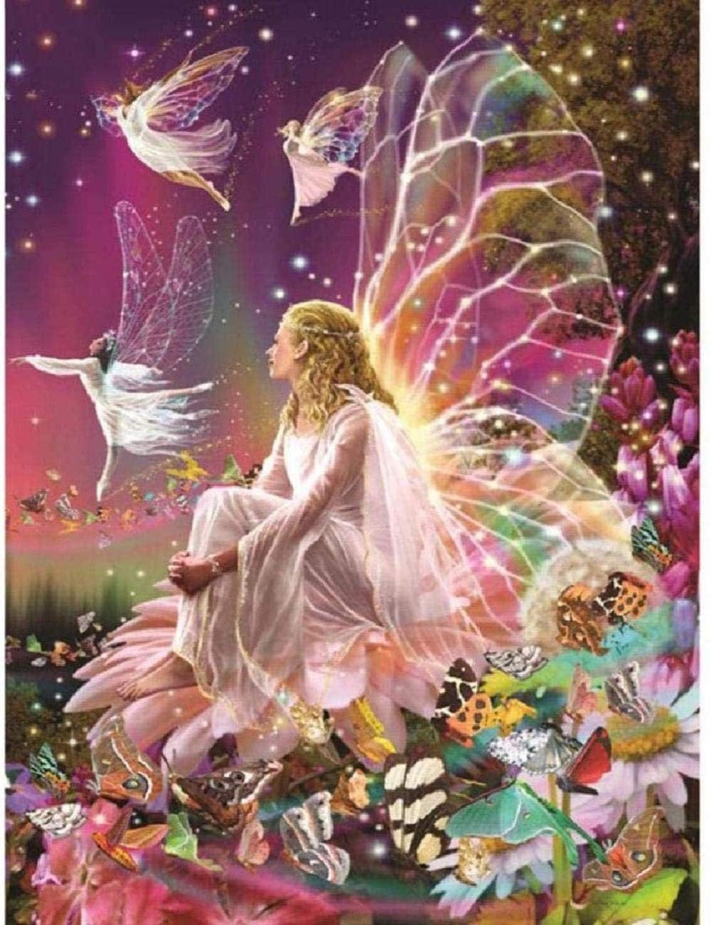Diamond Painting Set Feeën & Vlinders 50x70 cm Nieuw, Fantasie, Diamond painting, Nieuw, Meerkleurig