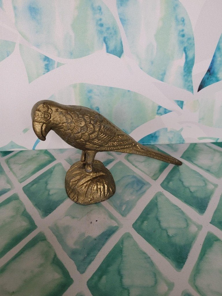 Goudkleurig beeldje van een Papegaai 18 x 6 x 10 cm, Ophalen of Verzenden, Nieuw, Dier