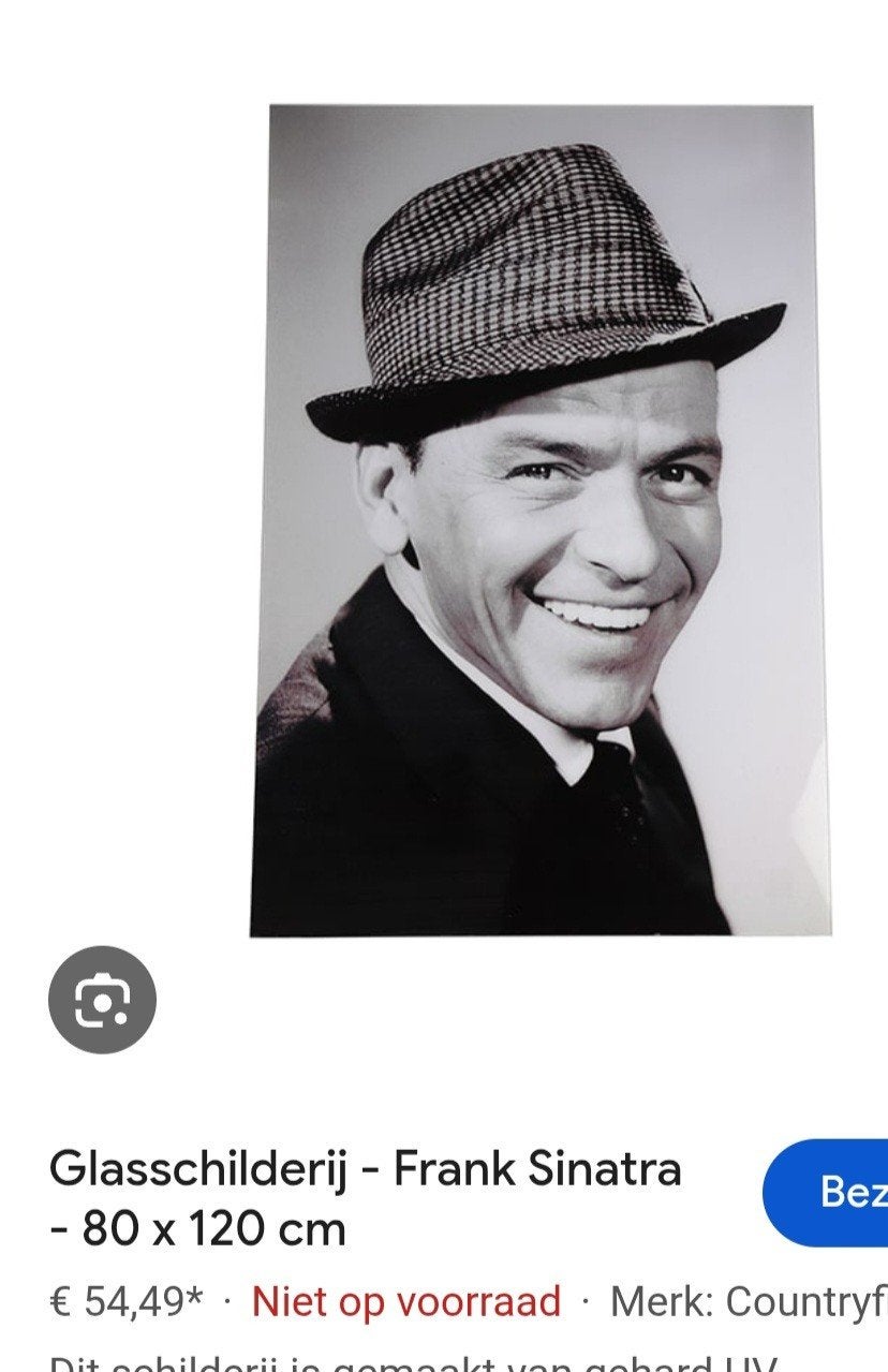 Nieuw in doos: Frank Sinatra glas schilderij 80x120 cm, Ophalen