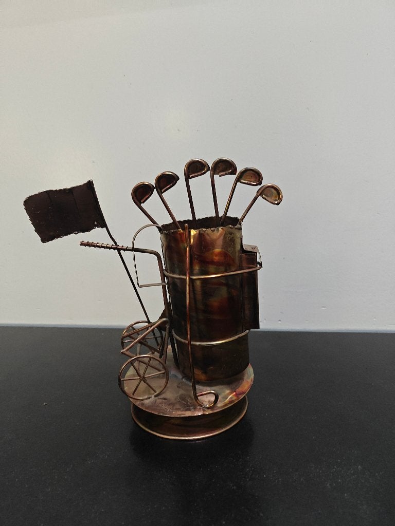metalen golfkarretje met muziekdoosje, Antiek en Kunst, Ophalen of Verzenden