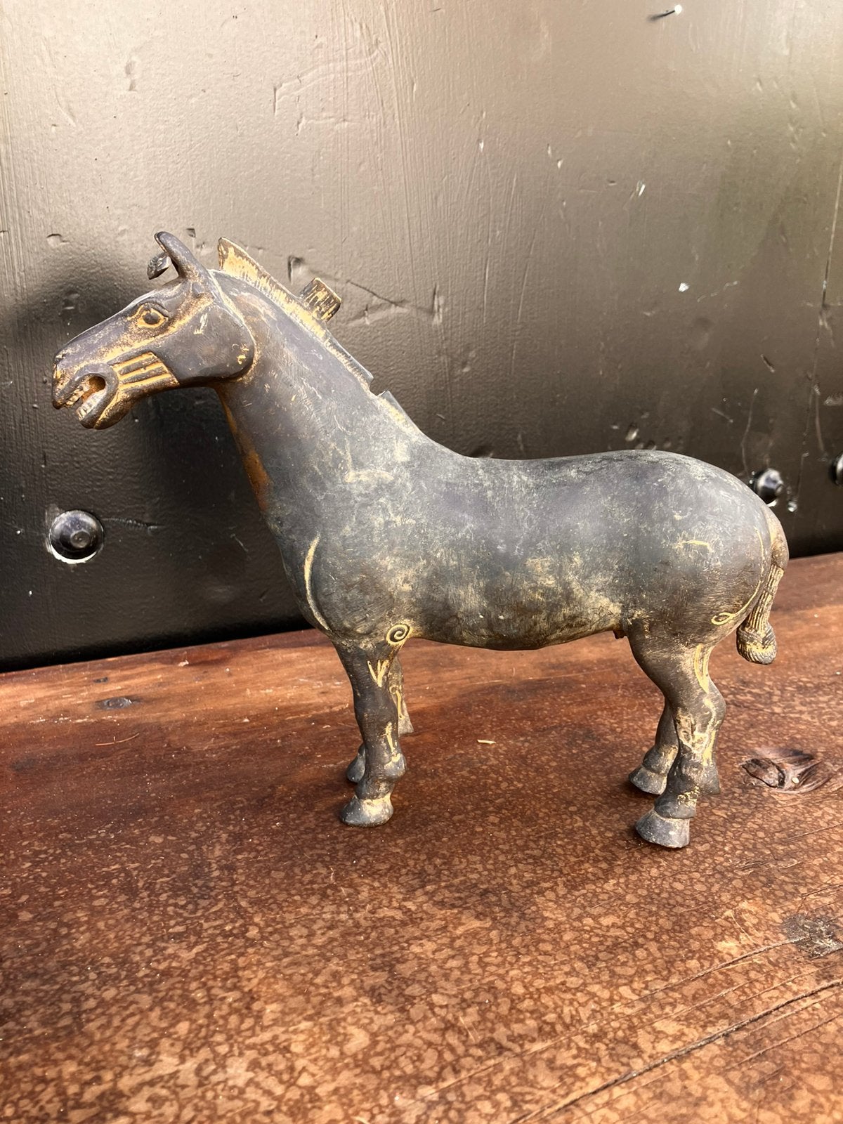 Bronzen paard, naar antiek Chinees voorbeeld, Ophalen of Verzenden, Zo goed als nieuw, Paard, Beeldje of Figuurtje