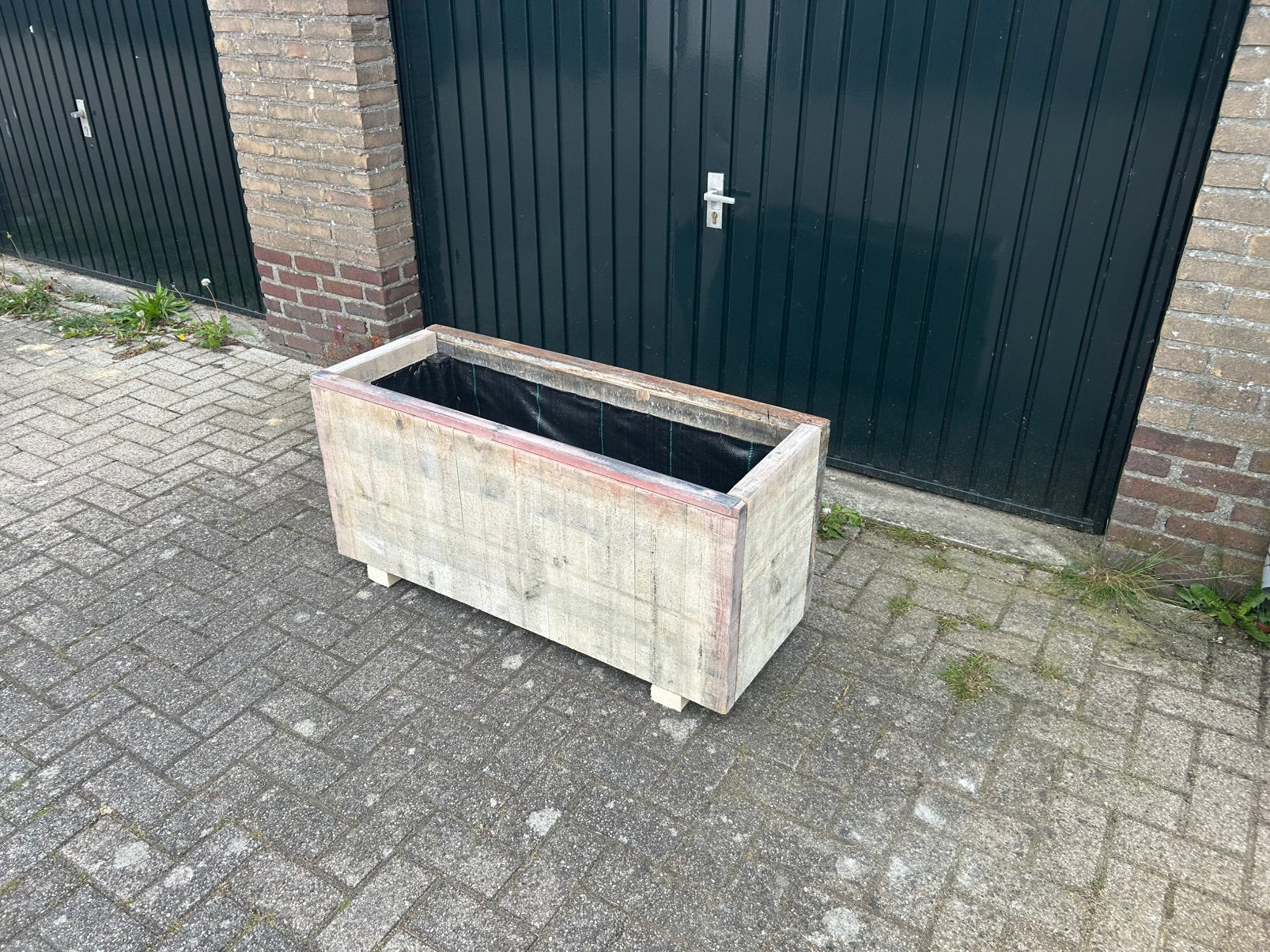 Stoere plantenbak 110x 42 hoogte 53cm met worteldoek, Ophalen, 100 cm of meer, Harder Hout, Nieuw