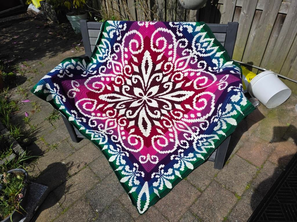Gehaakte deken/plaid Fleur, forest fruit, Ophalen of Verzenden, Zo goed als nieuw