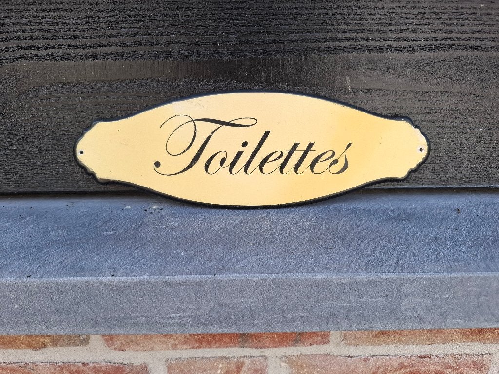 Toilettes oud Frans naambordje, Ophalen of Verzenden, Gebruikt, Emaille