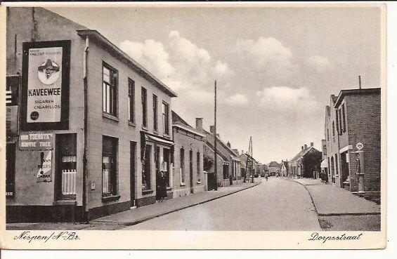 NISPEN Dorpstraat  sigaren - koffie reclame  benzinepomp 778, Verzenden, 1920 tot 1940, Ongelopen, Overige thema's