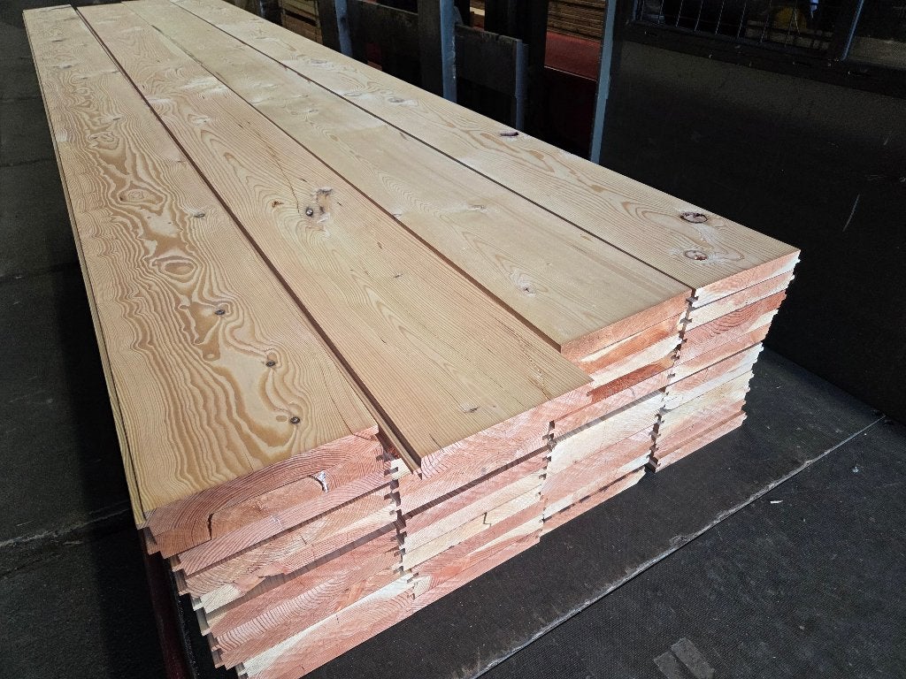 Ca 135m2 Oregon Pine vloerdelen 32x218mm - Ex. beursvloer, Ophalen of Verzenden, Gebruikt, 250 cm of meer, Planken