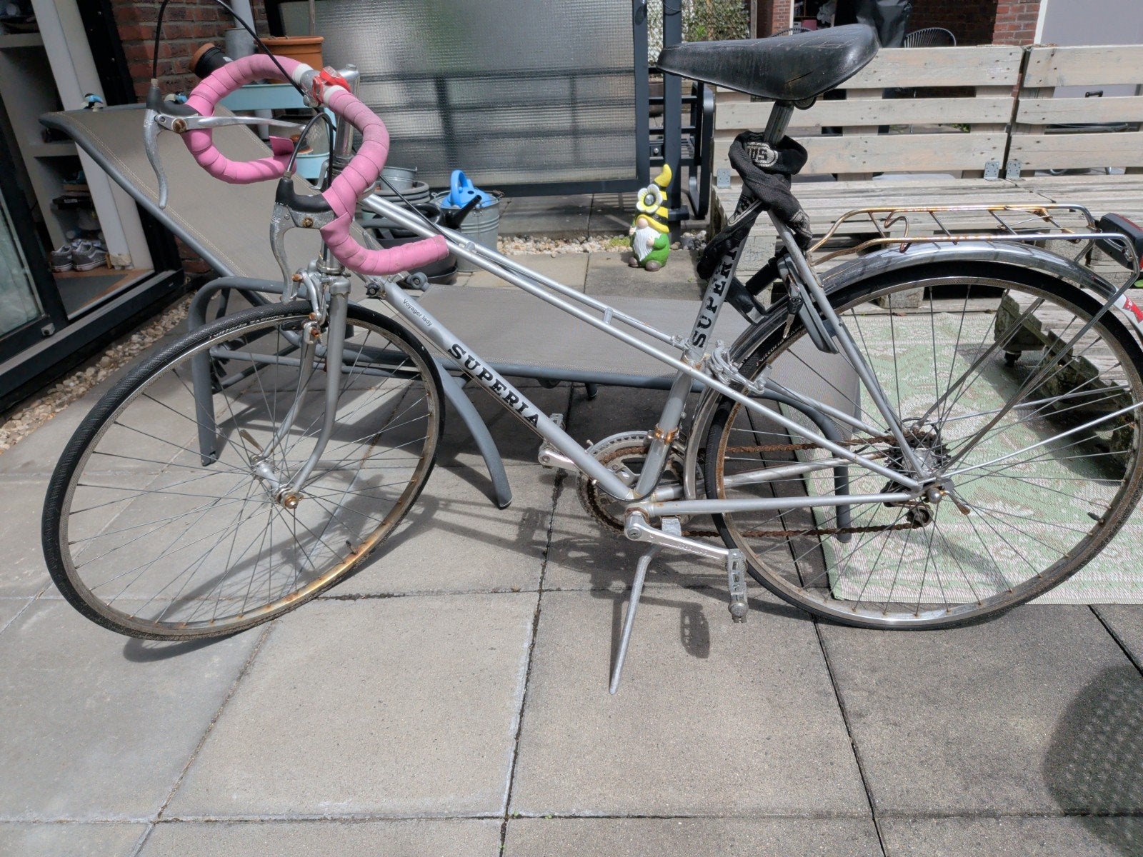 Superia racefiets - Vintage met roze stuurlint, Velgrem, Ophalen, Overige merken, Minder dan 10 versnellingen