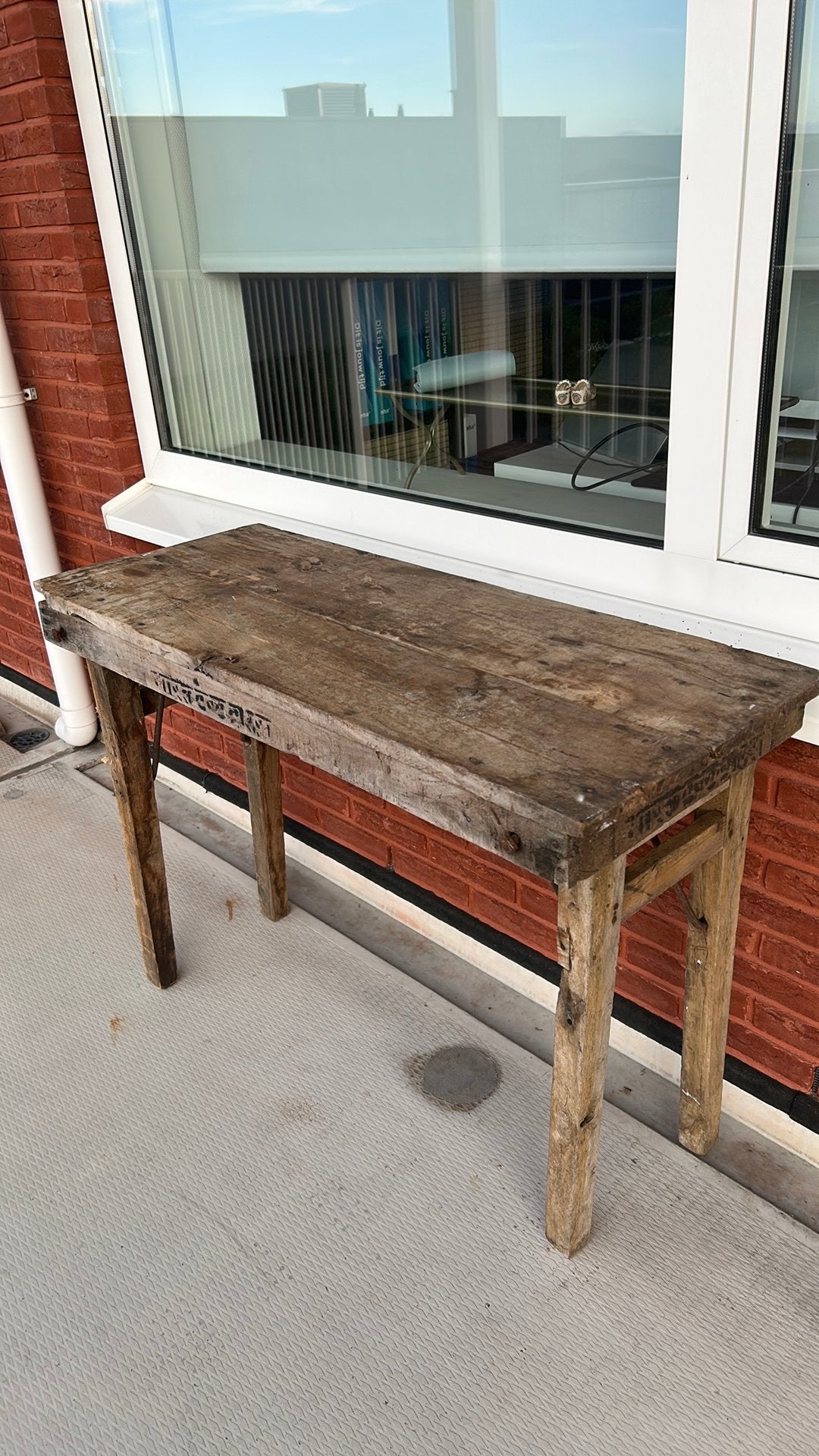 Antieke markttafel met mooi hout., Ophalen, Gebruikt, Rechthoekig, Hout