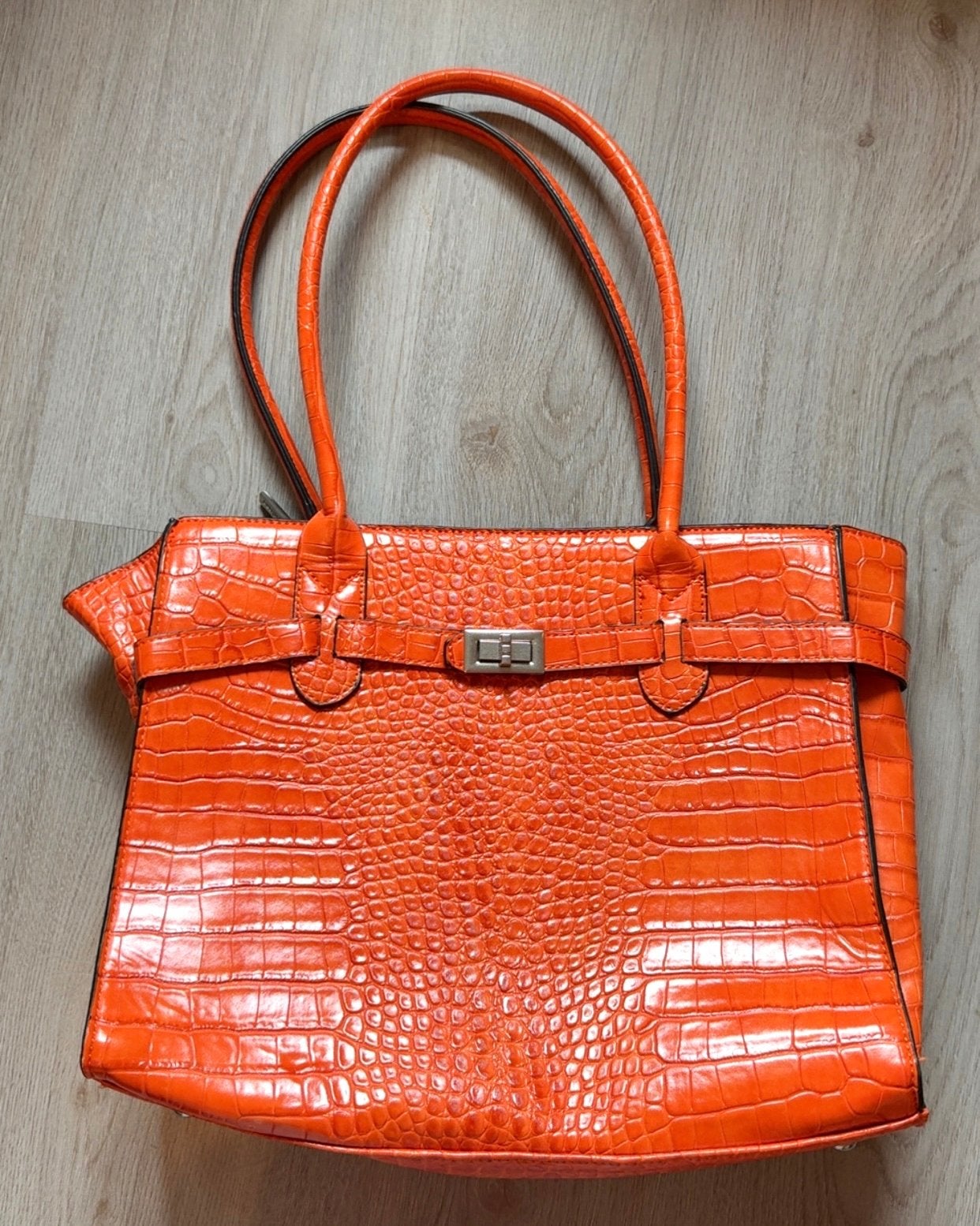 Oranje Schoudertas met Krokodillenprint - Boutique Stijl, Ophalen of Verzenden, Gebruikt, Oranje, Overige merken
