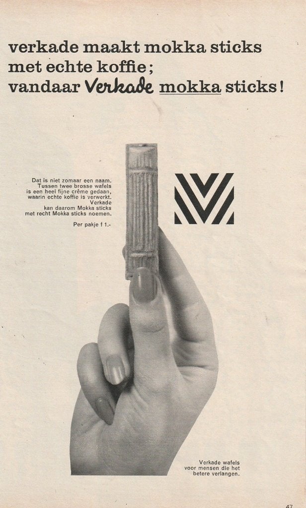 Retro reclame 1968 Verkade Zaandam mokka sticks koekjes, Verzenden, Overige typen