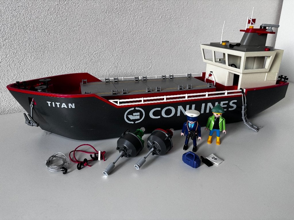 Playmobil Titan vrachtschip met accessoires en figuren, Complete set, Ophalen of Verzenden, Zo goed als nieuw, Boot/Schip